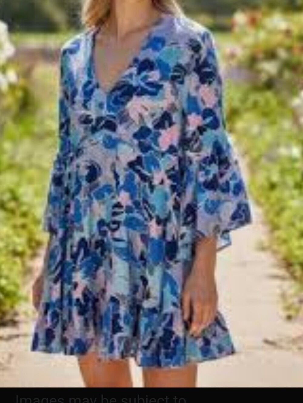 LABEL OF LOVE FLIRTY BOHEMIAN MINI DRESS  Floral BLUE Large
